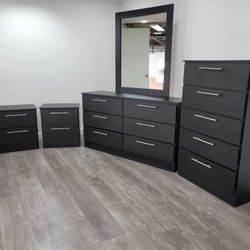 Dresser Whit Mirror, Chest And 2 Nightstands - Cómoda Con Espejo , Gavetero Y 2 Mesitas De Noche 