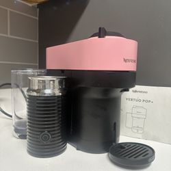 Pink Nespresso Machine & Milk Frother 