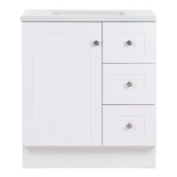 Glacier Bay
Bannister 31 in. Single Sink White Bath Vanity with Granite-Look Colorpoint White Cultured Marble Top (Assembled)