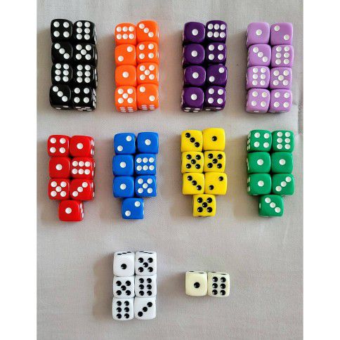 Game Dice Opaque 16mm 6-Sided Koplow Brand, 68pcs