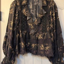 Anthropologie Blouse w/Lace Accents 