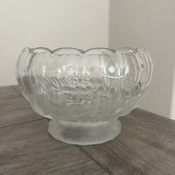 Vintage Art Molded Pressed Glass Fruits Compote Serving Bowl