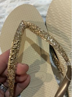 New glitter, gold sandals$20
