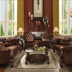 2 PC FORMAL LUXURY LIVING ROOM FURNITURE SET SOFA SET