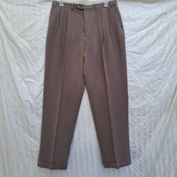 Lauren Ralph Lauren Pleated Dress Pants Taupe Brown 38W x 34L