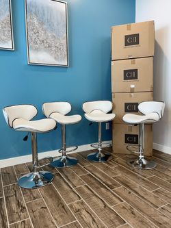 4 Brand New White Bar Stools