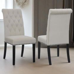 Sand and Rustic Espresso Tufted Side Chairs (Set of 2)