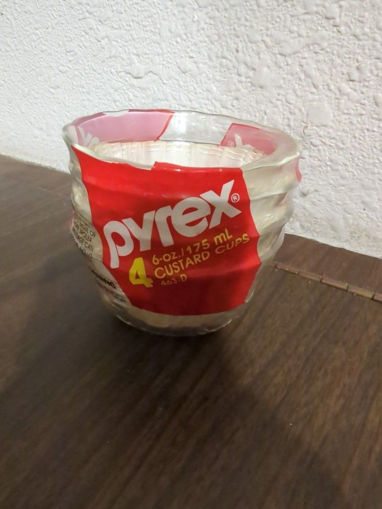 Pyrex 4 6oz 175ml Custard Cups 463-D Glass New