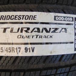 2 New Old Stock 225 45 17 Bridgestone Turanza Quiettrack Tires 91V *80,000 Mile Tire* *Date 2020*