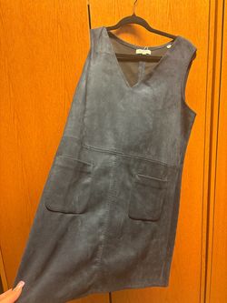Dress made of suede  like material.