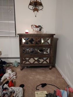 Wood Antique Mirror Faced Dresser