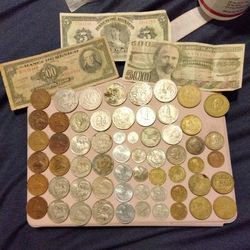 Mexican Coins And Dollars