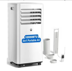 Portable Air Conditioner, 10,000 BTU Portable AC Unit for Room up to 450 Sq. Ft, 3 in 1 Small AC Unit with 24H Timer Smart Sleep Mode, Smart Stand up