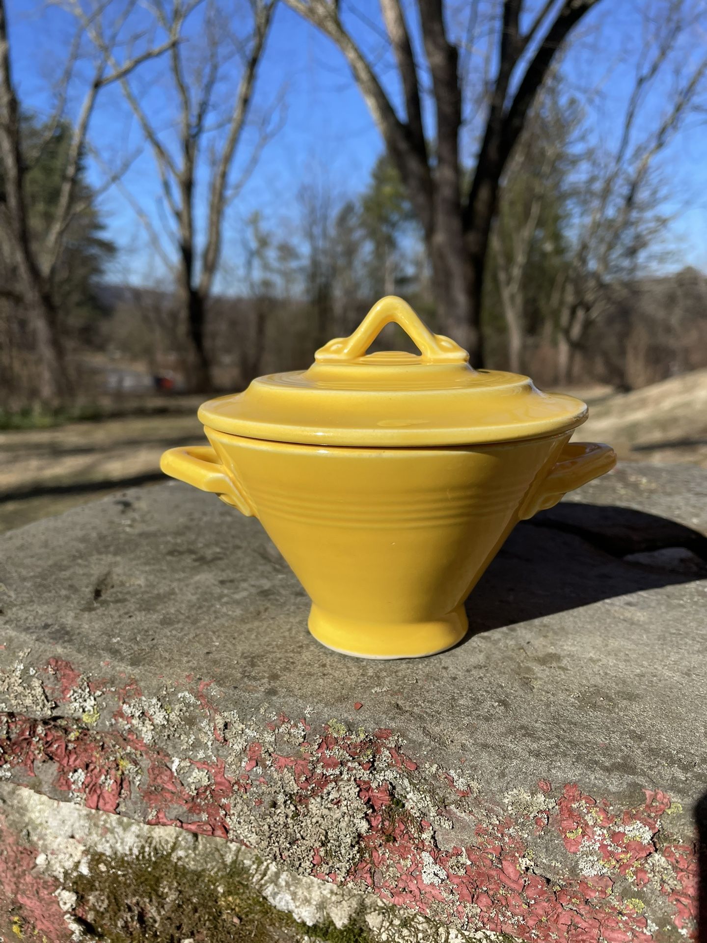 Vintage Harlequin Yellow Sugar with Lid Homer Laughlin Fiesta USA