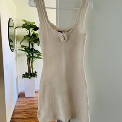 Wild Fable White Crochet Tank Dress Size Small