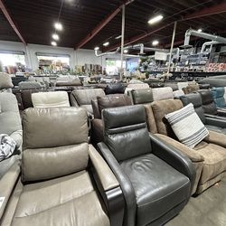 Best price ever! Leather recliners, manual recliners
