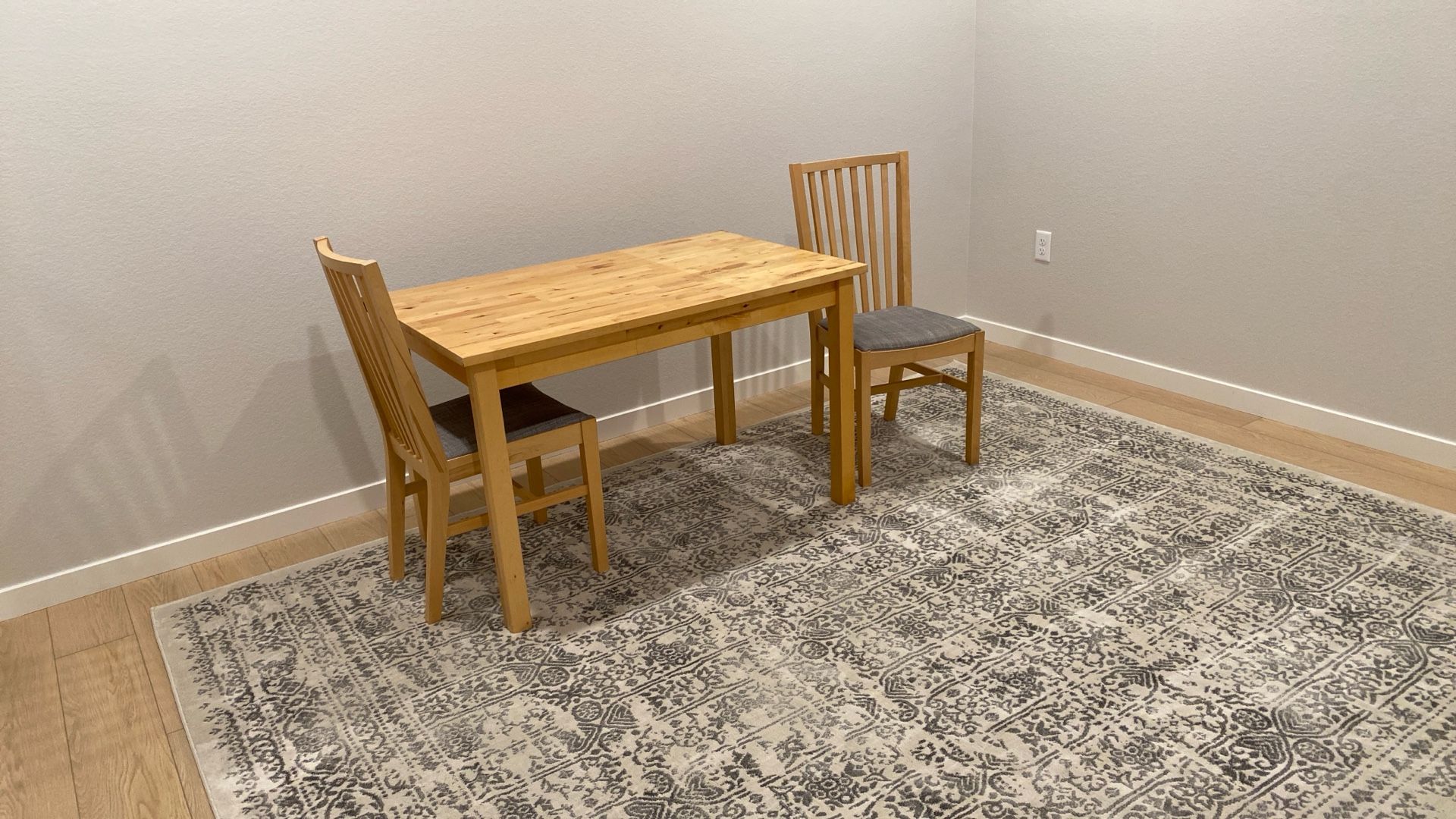 Wooden Dining Table With Two Chairs