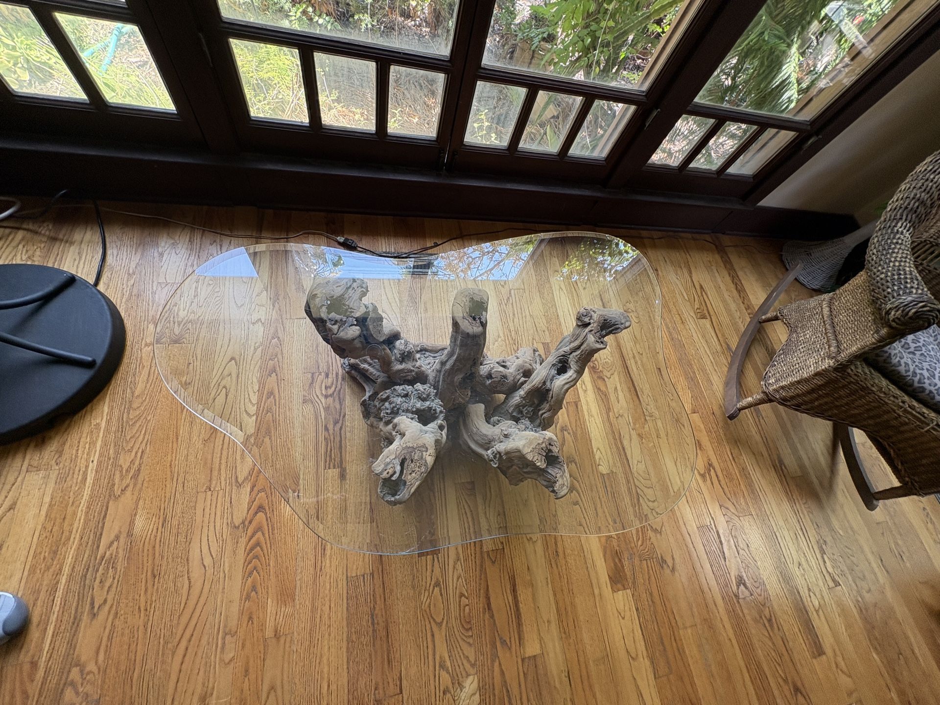 Glass-topped Coffee Table With Matching End Tables.