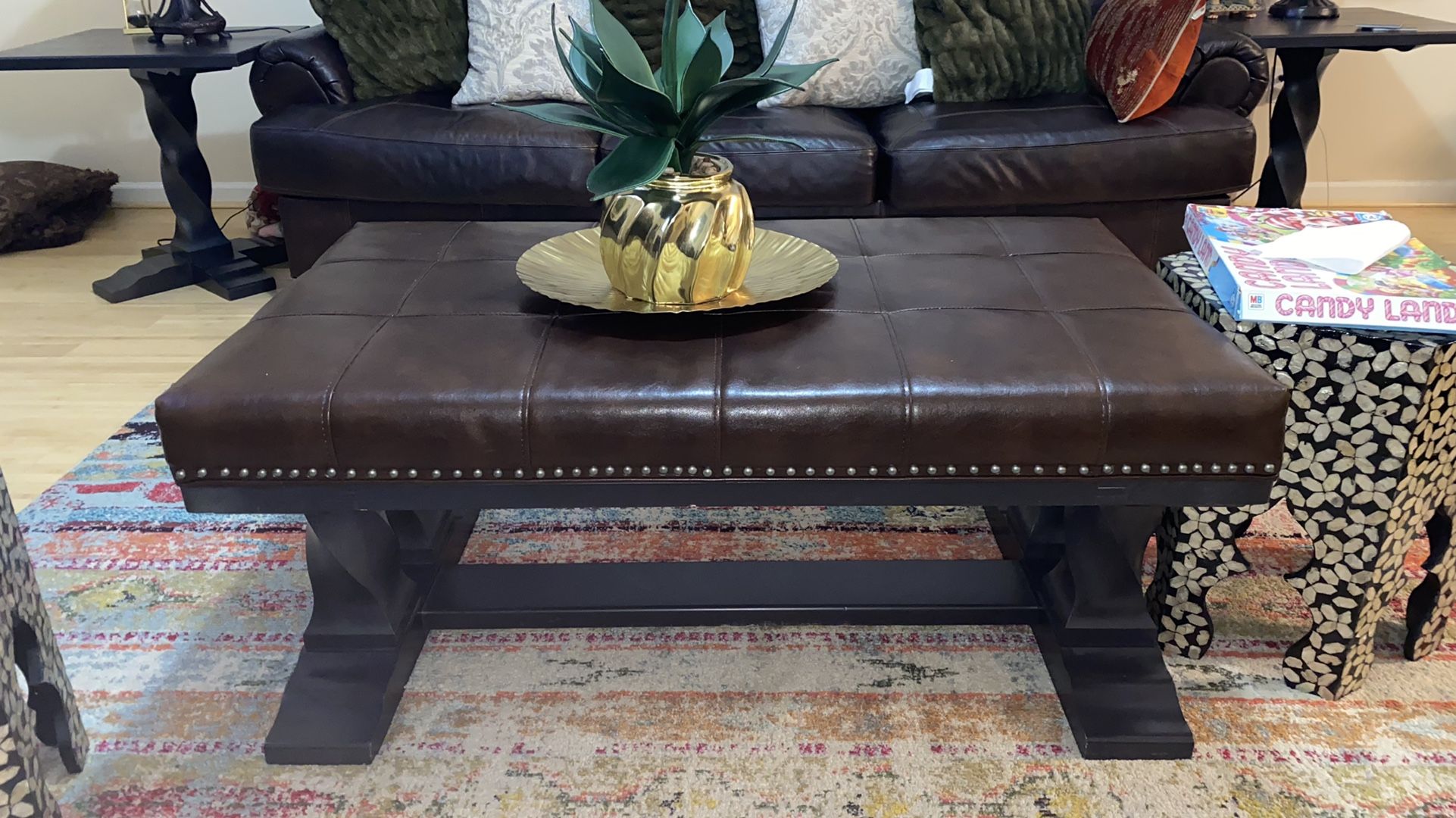 leather coffee table