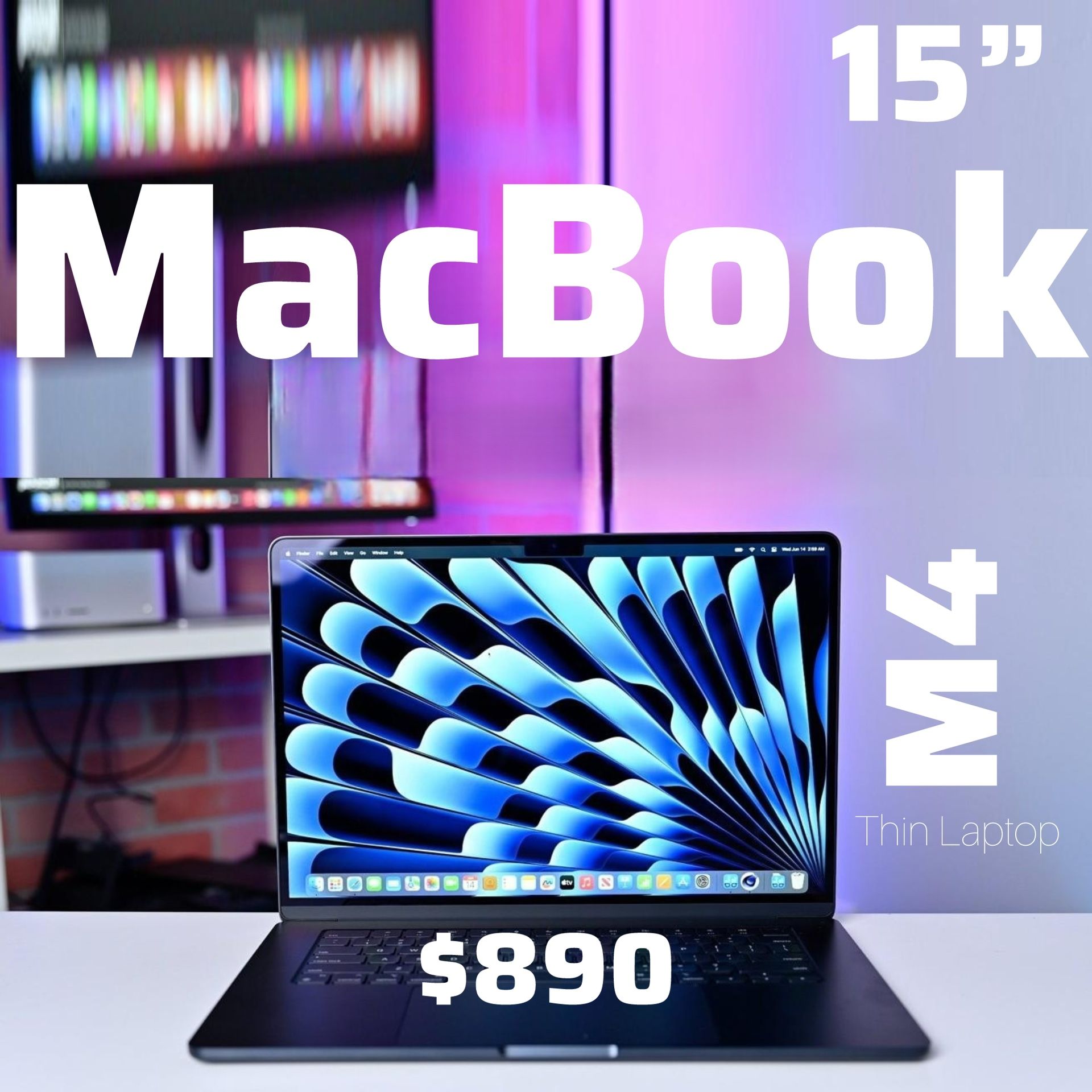 💻🔥  15” 2025 MacBook Air M4  Apple Laptop – MIDNIGHT – 16GB / 256GB – $890 🔥