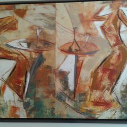 Art picture with wood frame