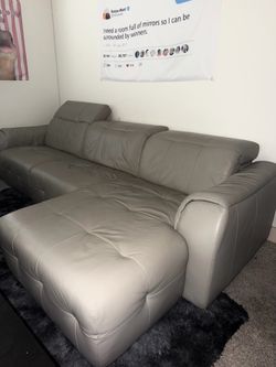 Italian Leather Sofa w/ Electric Recliner