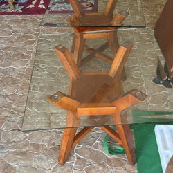 Two End Tables Glass Tops