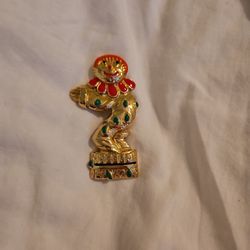 Vintage Clown Brooch Marked Elle On Back