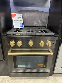 Zline Autograph - 30” Paramount Gas Range - Black Stainless / Champagne Bronze