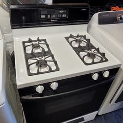 Whirlpool 30" Wide Apartment Size Gas Stove In Black N White 