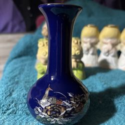 Vintage Hand Painted Blue Vase From China