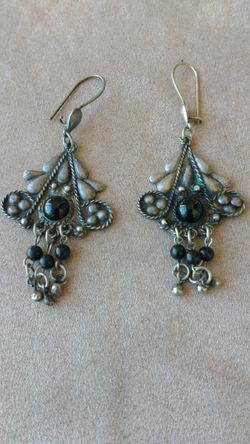 Silver and black earrings