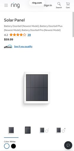 Ring Solar Panel for Battery Doorbell (newest model), Ring Battery Doorbell Plus (newest model), Ring Battery Doorbell Pro (newest model), White