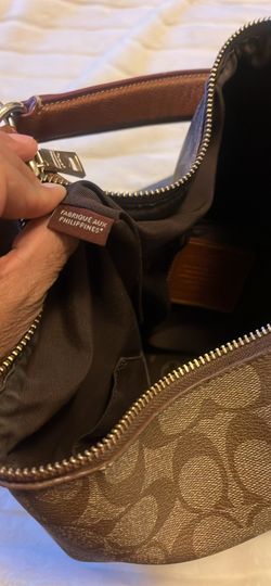 Brown with Beige Authentic Coach Medium to A Large Purse