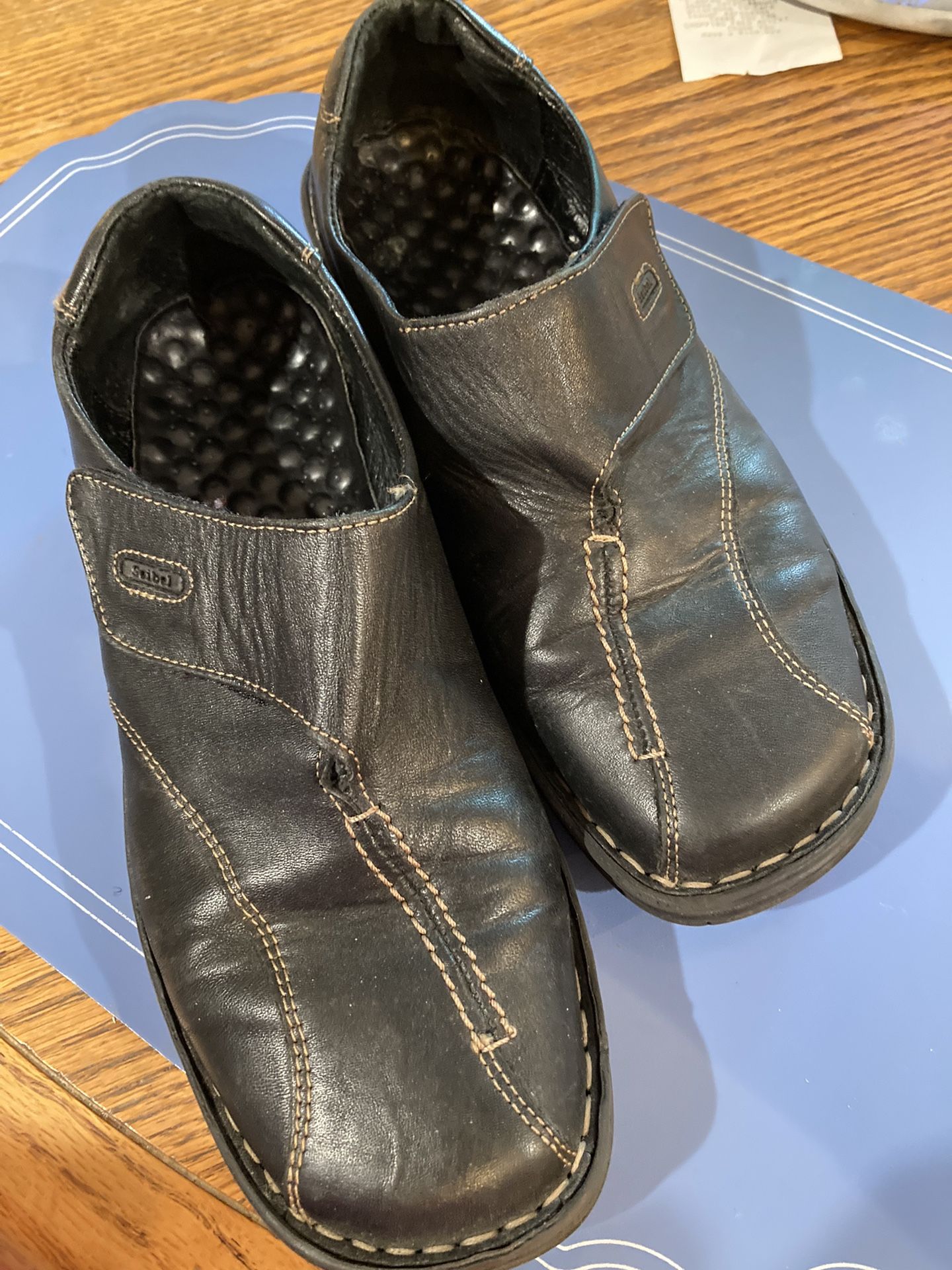 Josef Seibel Womens Black Leather Loafers Velcro Strap Size 39