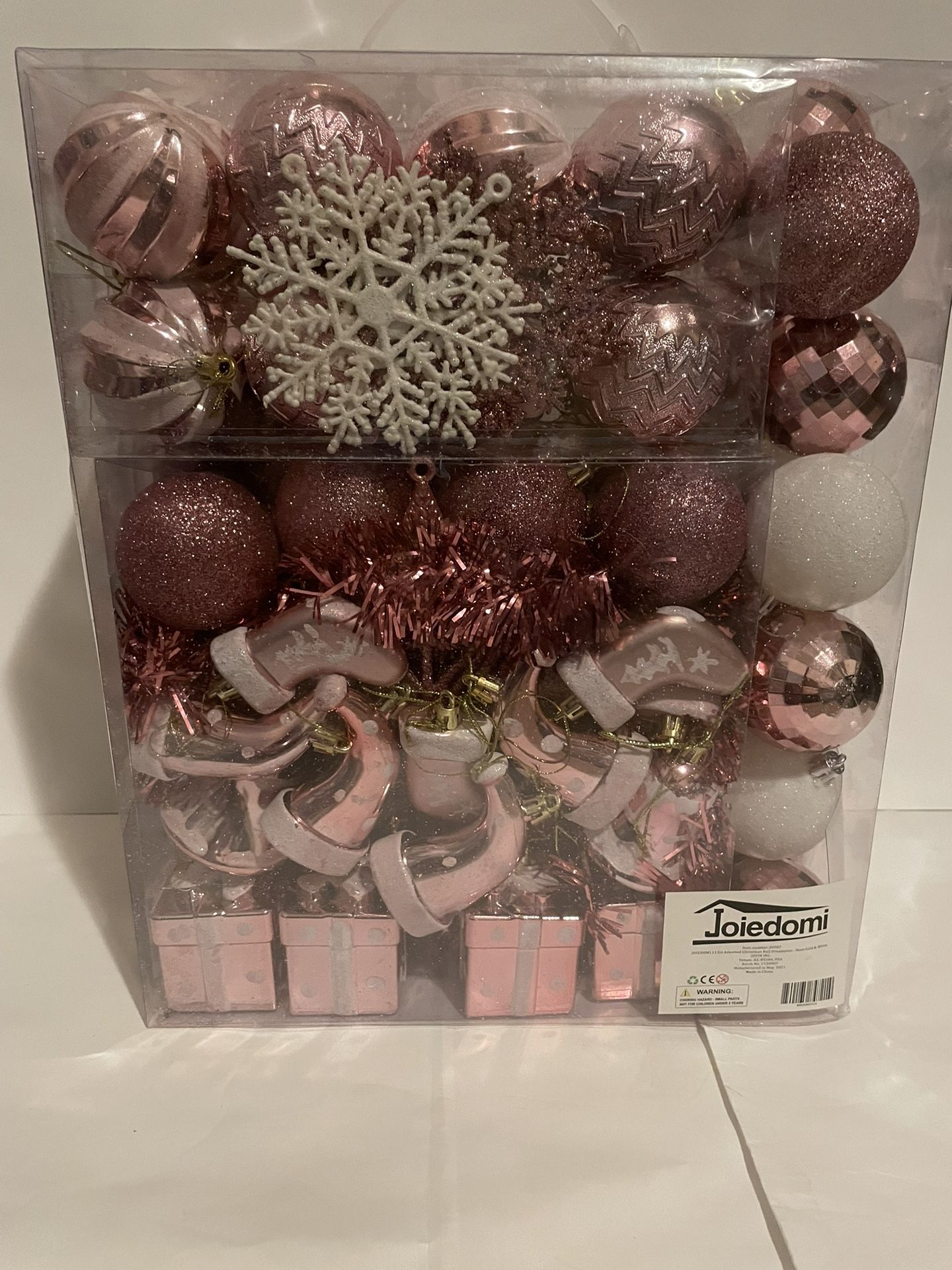 Joiedomi 112 Pcs Christmas Assorted Ornaments ( Pink )