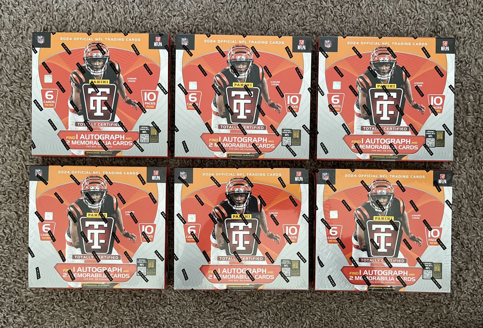 LOT OF 6 2024 NFL Totally Certified Football Hobby Box Trading Cards Premium Box Sealed