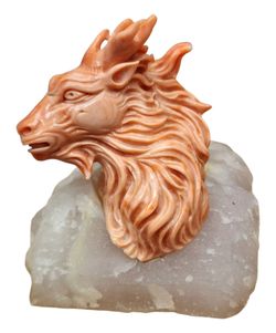 Large Pink Coral Horse Head Sculpture