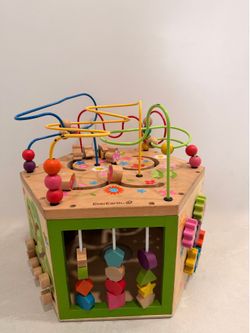 EverEarth Wooden Activity Cube Baby Toddler Learning Toy Montessori