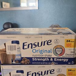Chocolate Ensure nutrition shake.