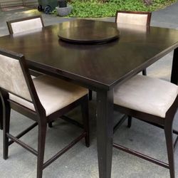 Square Dining Table With Lazy Susan And 4 Chairs