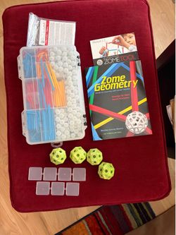 Zometool STEM building kit, bundle with zum geometry, book, manuals, and extras