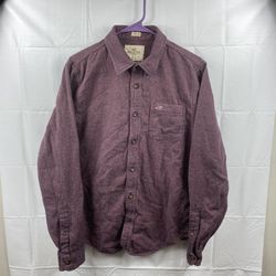 Mens Hollister Sz.Large Stretch Long Sleeve Button Up Burgundy