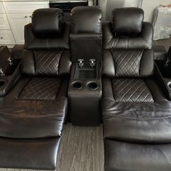 Leather Reclining Sofa Set
