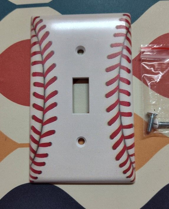 Baseball Light Switch Plate Cover For Kids Room Man Cave