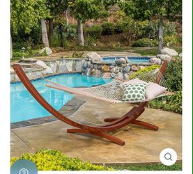 New Rope Hammock with Wooden Arc stand