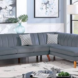 Brand New Dark Grey Retro Style Sectional Sofa