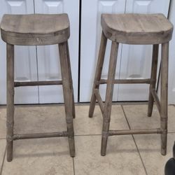 Rustic Wooden Bar Stools (Set of 2) – $85