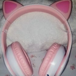 Pink and White Light Up Cat Ear Headphones