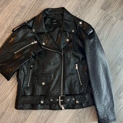 Mango Faux Leather Biker Jacket Size Small